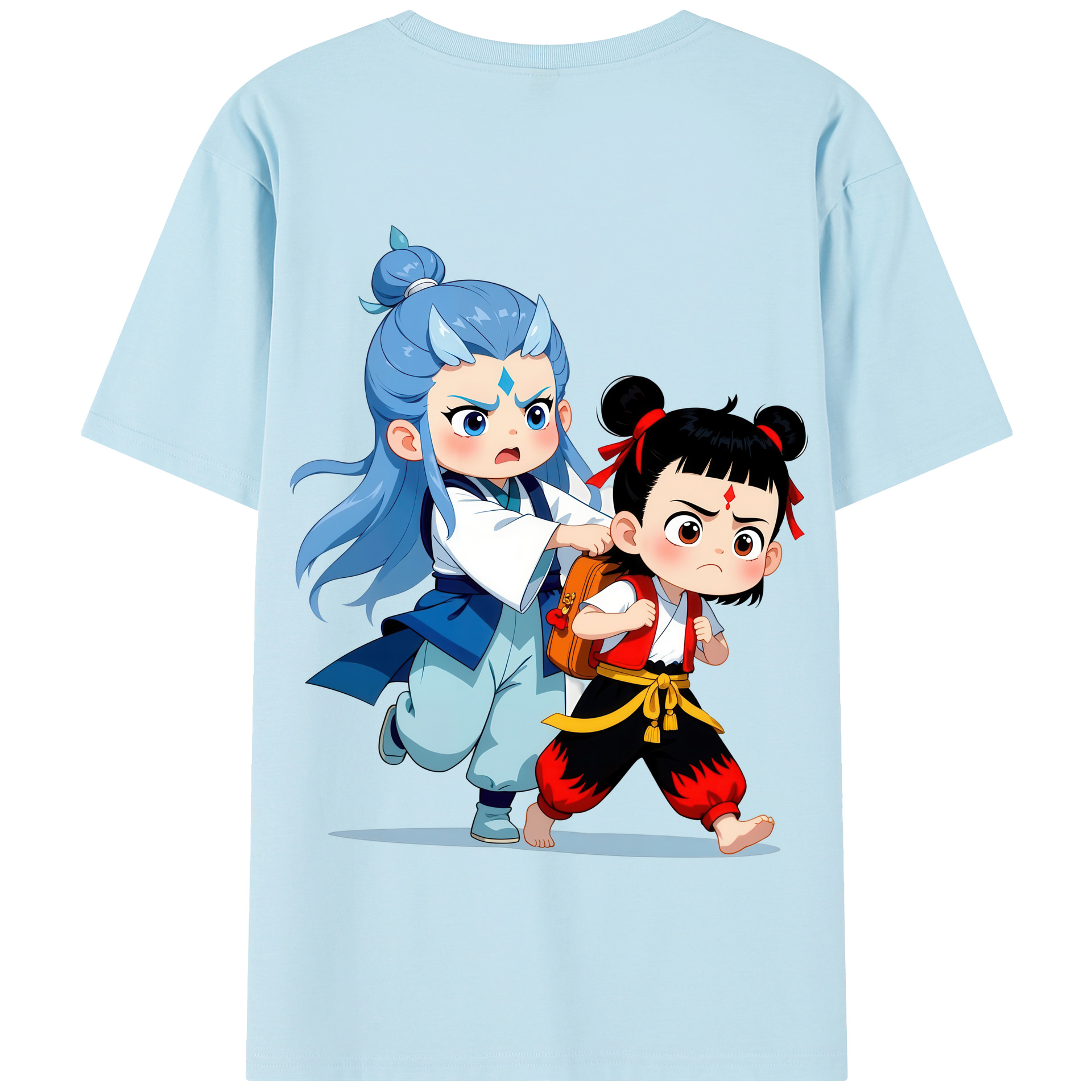 （画像用） Ne Zha 2 ナタ 魔童の大暴れ 綿100％半袖Tシャツ（背面プリント）